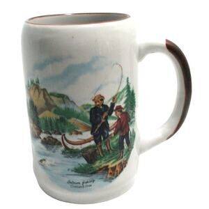 Currier & Ives 14oz. Salmon Fishing Mug Beer Stein